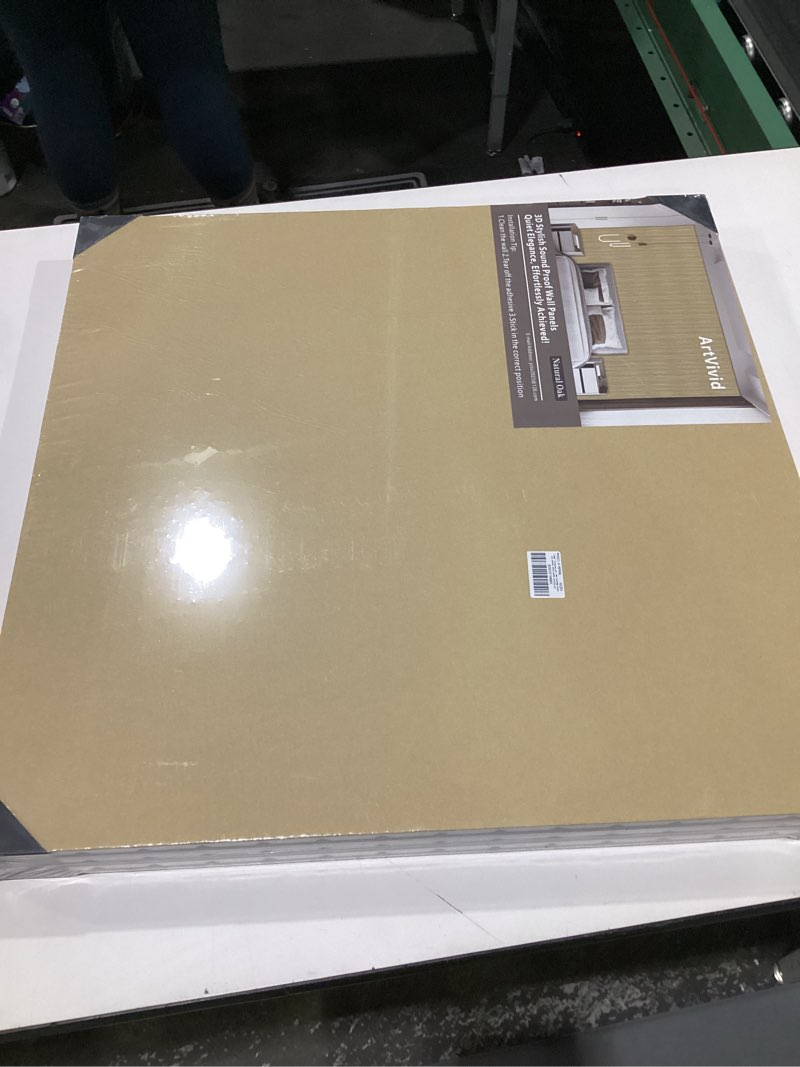 Condition photo showing Good Condition for 6Pack Acoustic Panels, Self-Adhesive Fluted Slat Sound Proof Panels for Walls, Decorative UV-Printed Imitation Wood Grain Fibreboard for Recording Studio, Home, Office, 24×24×0.4", Natural Oak Color