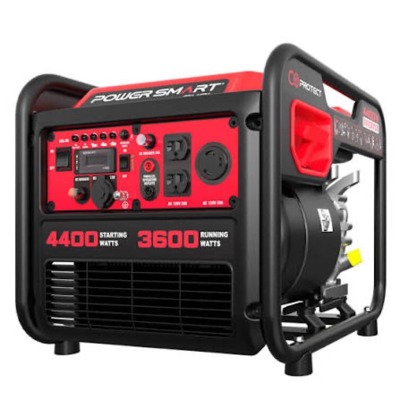 4400-watt portable inverter generator, gas powered, co-sensor, lightweight & quiet for home use and