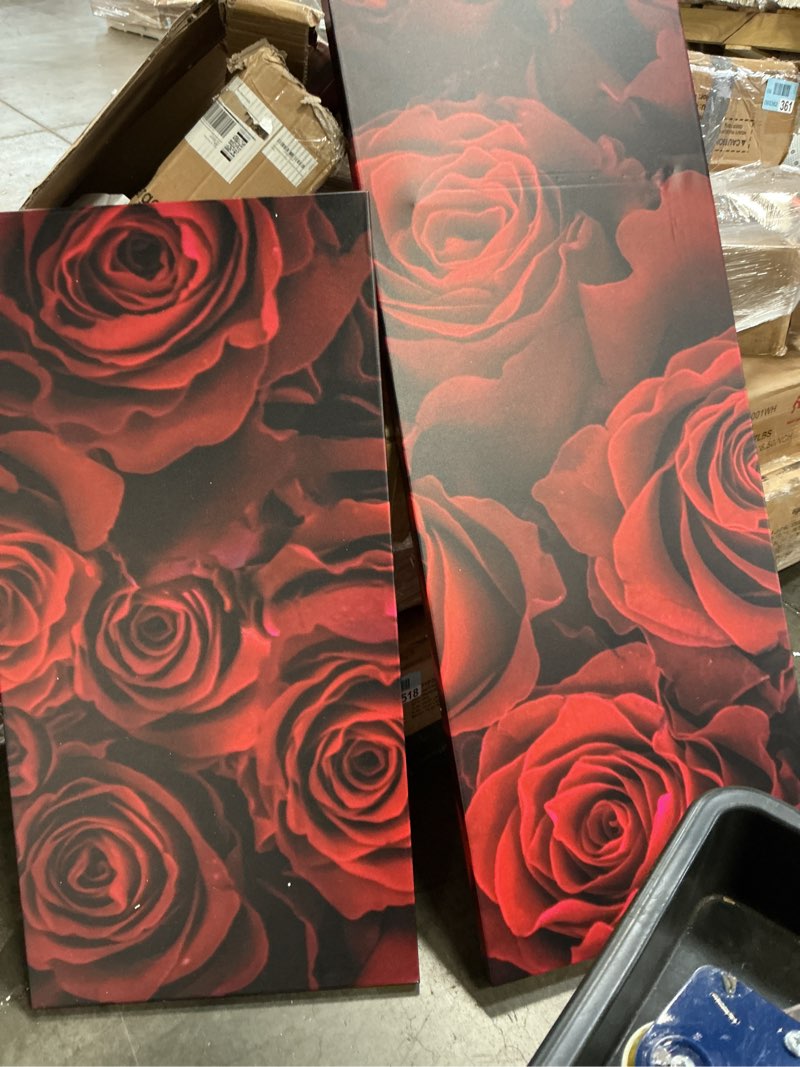 Condition photo showing As Is for crimson rose passion - roses wood art on natural pine wood(similar)