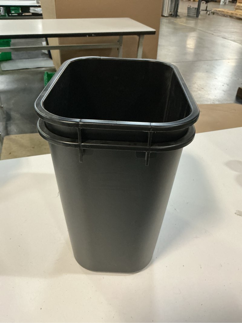 Condition photo showing Good Condition for pack x 2 rubbermaid fg295500bla small black 14 quart wastebasket