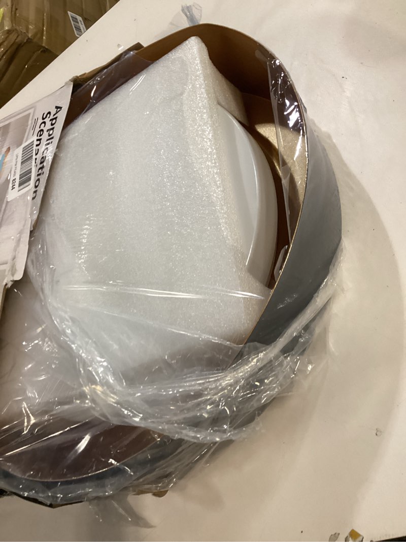 Condition photo showing As Is for Bargeni 16.5 Inch LED Ceiling Light Fixture, Dimmable Flush Mount Matte Black With Gold Inside, 3000K/Warm White/30W, Modern Light Fixtures Mount for Bedroom, Outdoor, Foyer Matte Black 16.5 Inch-1 Pack