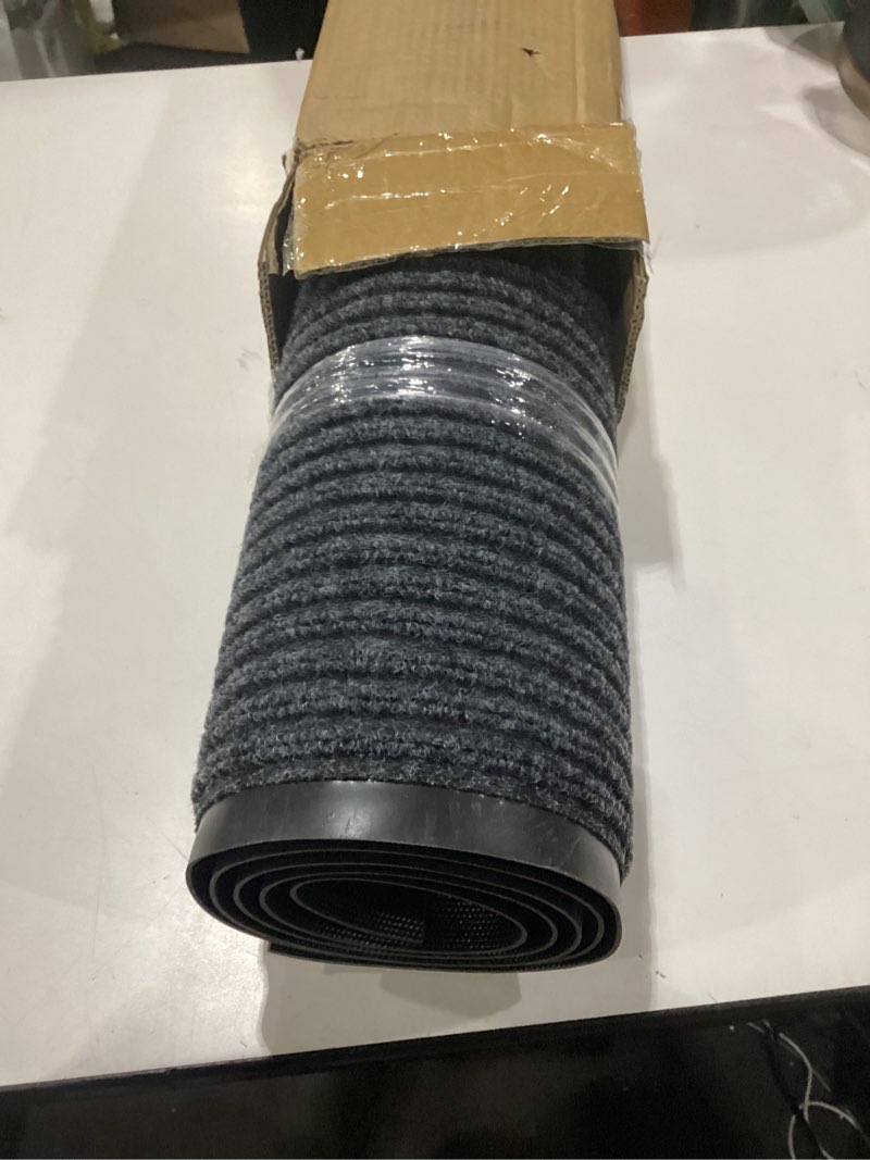 Condition photo showing Good Condition for large indoor outdoor door mat, 2' x 6' heavy duty commercial floor mat inside outside entrance, rubber border doormats for entryway, high traffic area, waterproof, low-profile, easy to clean 6' length x 2' width