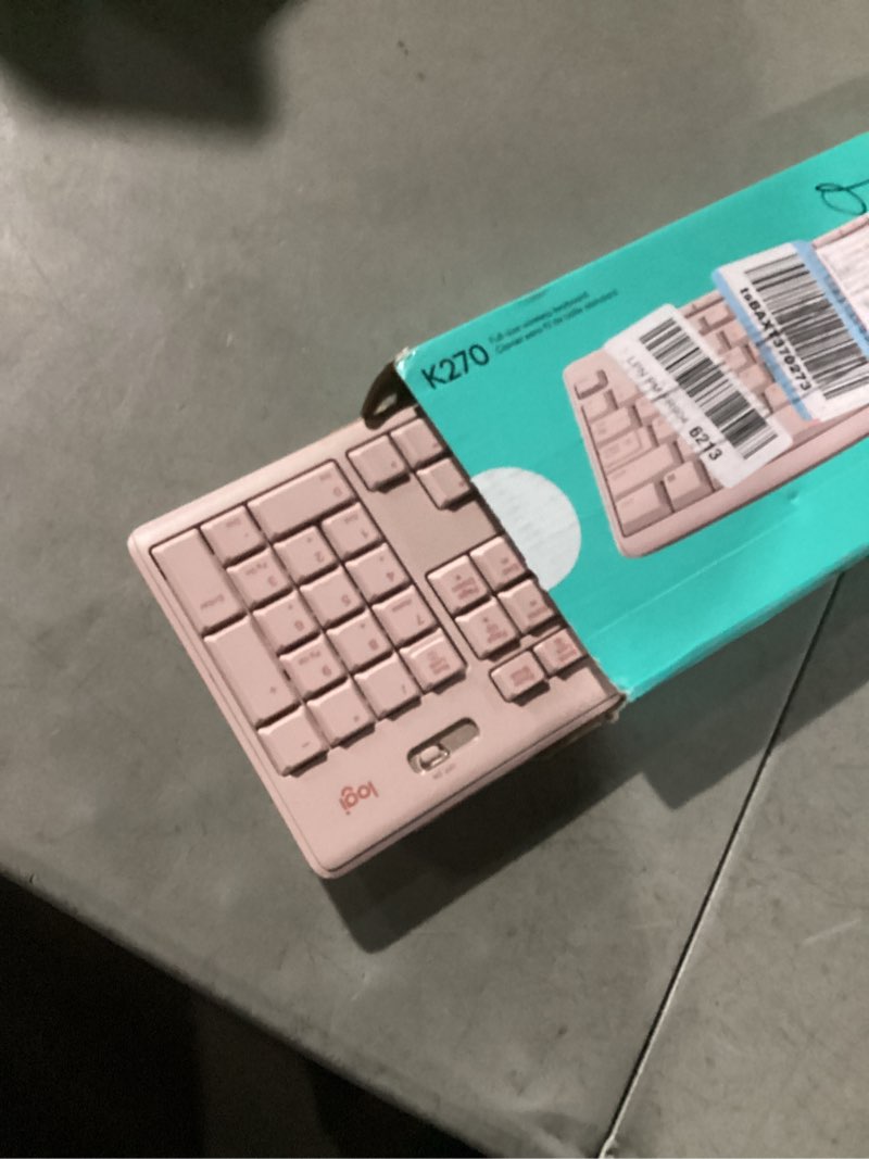 Condition photo showing item condition for Logitech K270 Wireless Keyboard for Windows, 2.4 GHz Wireless, Full-Size, Number Pad, 8 Multimedia Keys, 2-Year Battery Life, Compatible with PC, Laptop - Rose Rose 1 Pack Keyboard