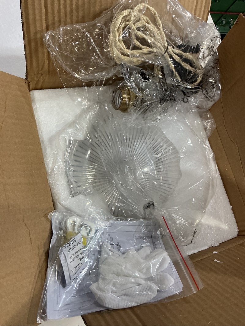 Condition photo showing Good Condition for sedelan plug in pendant light, vintage pendant lights kitchen island, glass hanging light, hanging lamp with plug in cord for entryway bedroom dining room kitchen, adjustable, e26 umbrella clear glass 1-light plug-in dimmable