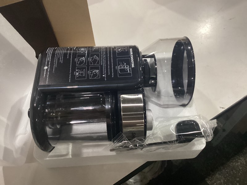 Condition photo showing New/Like New for shardor electric burr coffee grinder 2.0, adjustable burr mill with 16 precise grind setting for 2-14 cup, black glossy black plastic