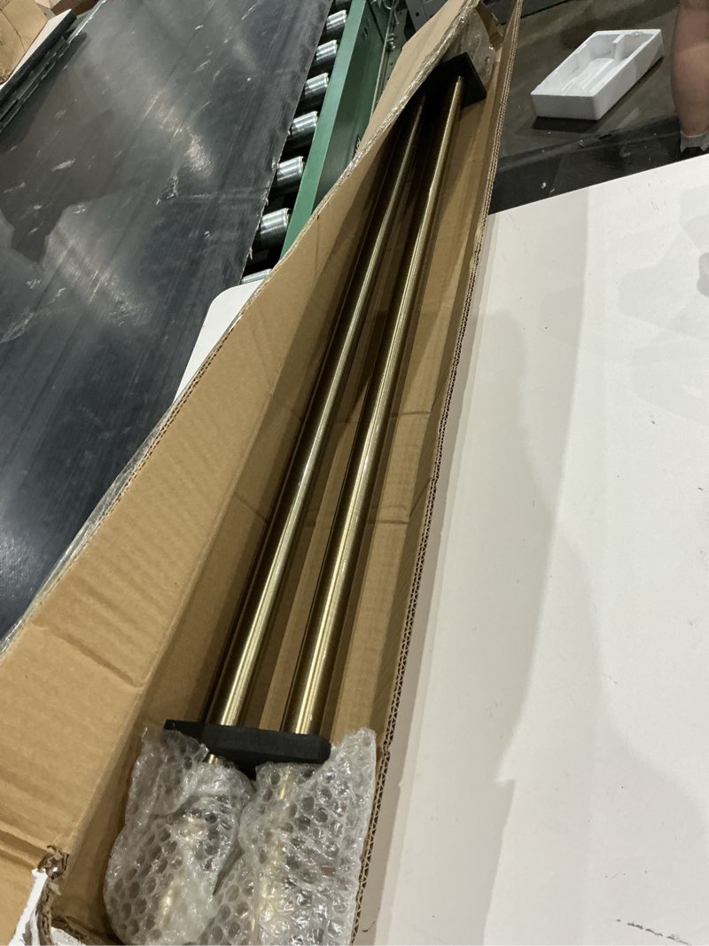 Condition photo showing Good Condition for similar to double curtain rod, 1 inch gold dual curtain rods for windows 48 to 84 inch, decorative adjustable heavy duty telescopic spliced window treatment rods set for bedroom living room farmhouse gold 36\"-88\"