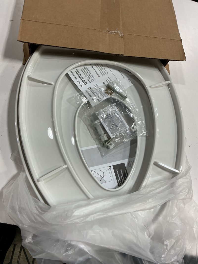 Condition photo showing Good Condition for mayfair cassel slow close toilet seat, easy clean non slip premium wood seat, easy install, made in 