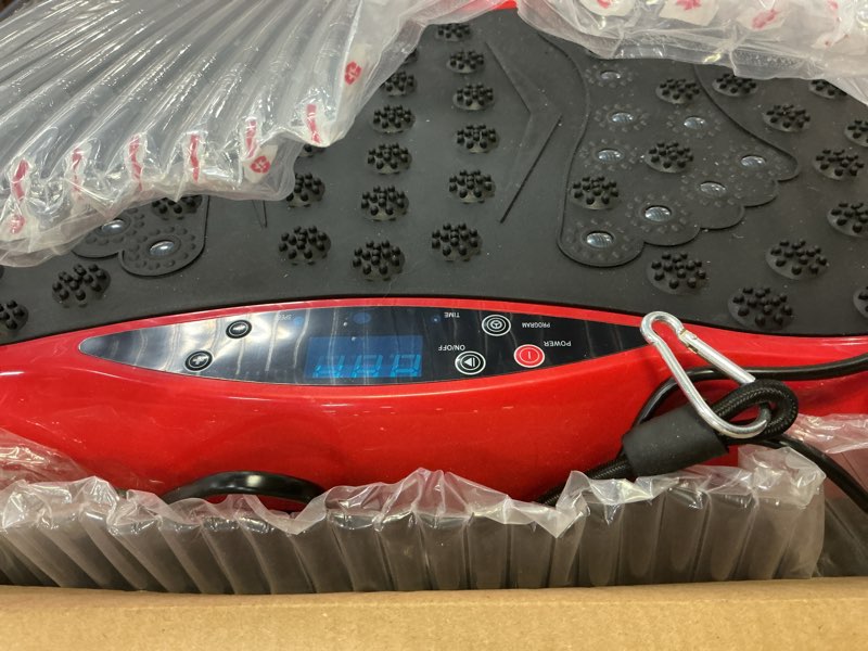 Condition photo showing As Is for Vibration Plate Exercise Machine, Health & Fitness Full Body Vibration Platform, Portable Vibration Plate Platform for Weight Loss Home Fitness, Lymphatic Drainage, w/Resistance Bands+Remote Red