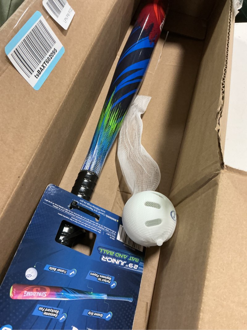 Condition photo showing Good Condition for Spalding - Junior Bat and Ball Set, 29\\\\\\\\\\\\\\\" Bat with 3 Training Balls, Beginner Backyard Baseball Fun, O