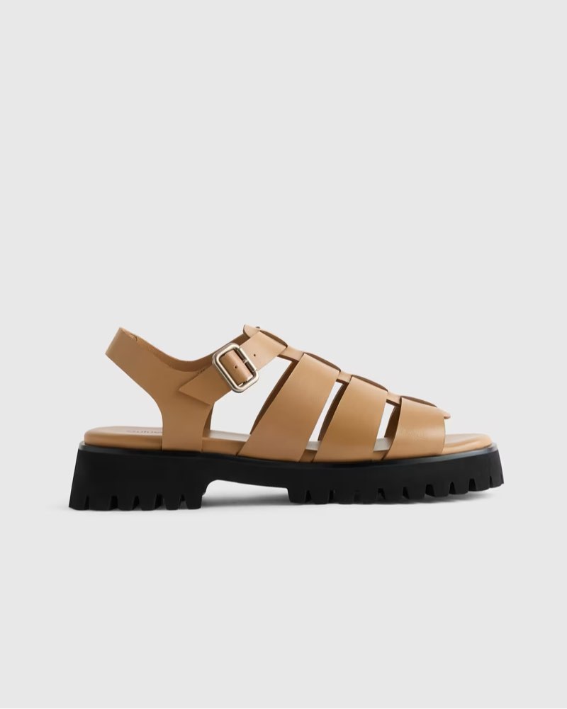 italian leather lug sole fisherman sandal size 8 cashew