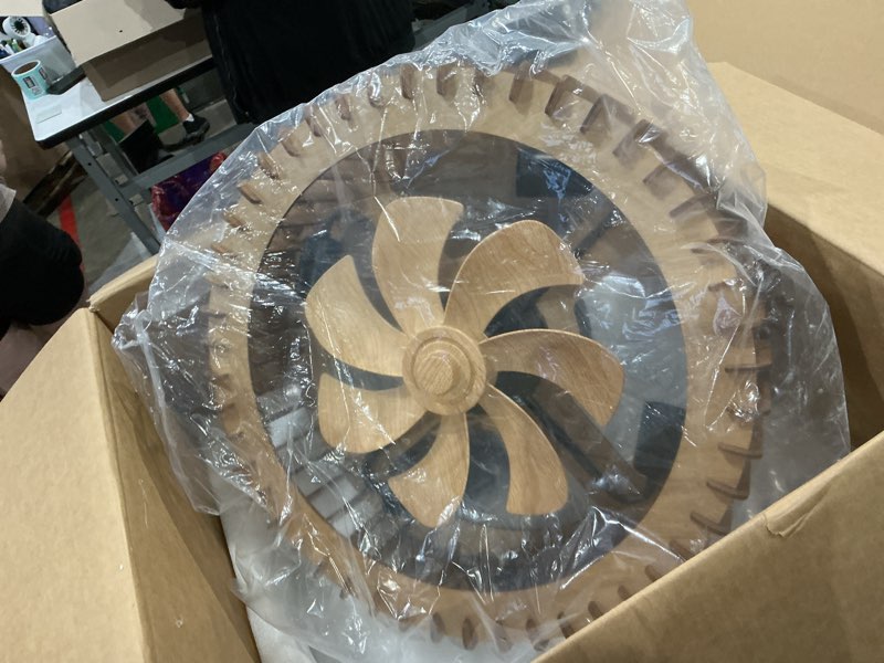 Condition photo showing New/Like New for wooden light fandelier 