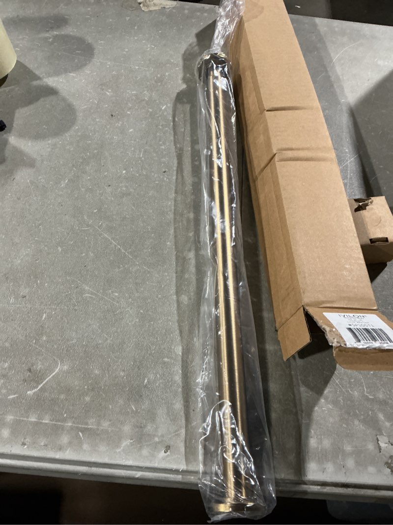 Condition photo showing As Is for ivilon tension curtain rod - spring tension rod for windows or shower, 24 to 36 inch. warm gold 24" to 36" warm gold
