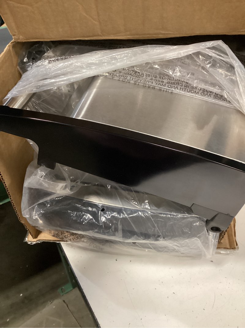 Condition photo showing As Is for hamilton beach electric indoor searing grill with adjustable temperature control to 450f, 118 sq. in. surface serves 6, pfas-free removable nonstick grate, stainless steel (25360) stainless steel 118 sq. in. surface serves 6