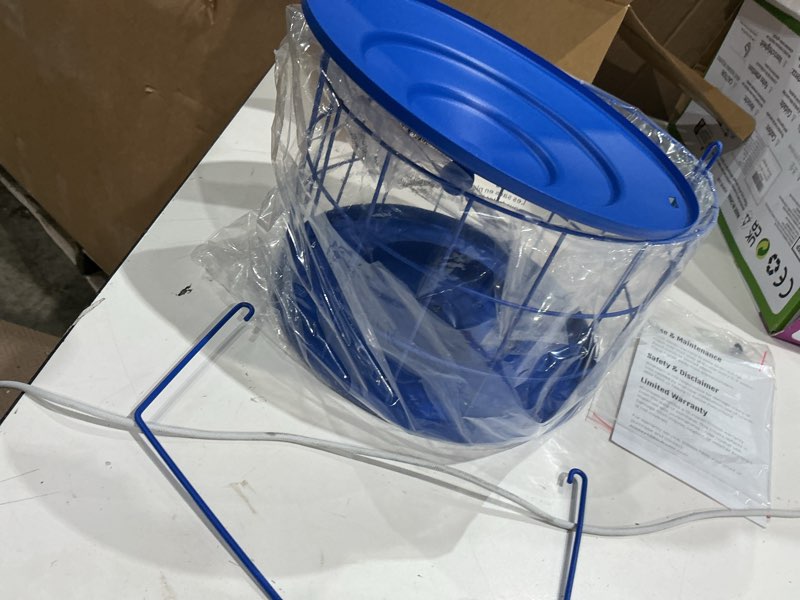 Condition photo showing As Is for birdream squirrel proof bird feeder, metal cage bird feeder for outdoors hanging, starling resistant design for small birds, weatherproof with drain holes, easy to refill, blue