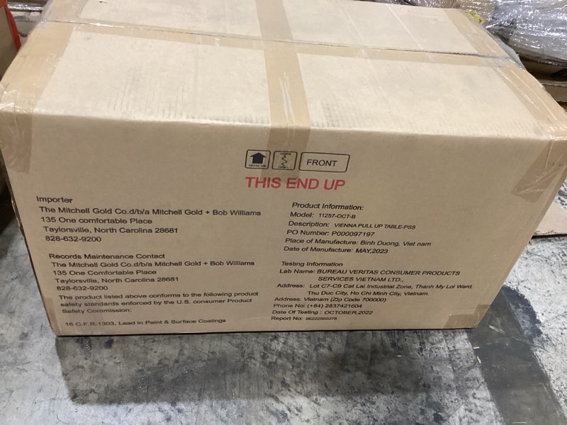 Condition photo showing New/Like New for vienna pull-up regular glass table. (missing glass)