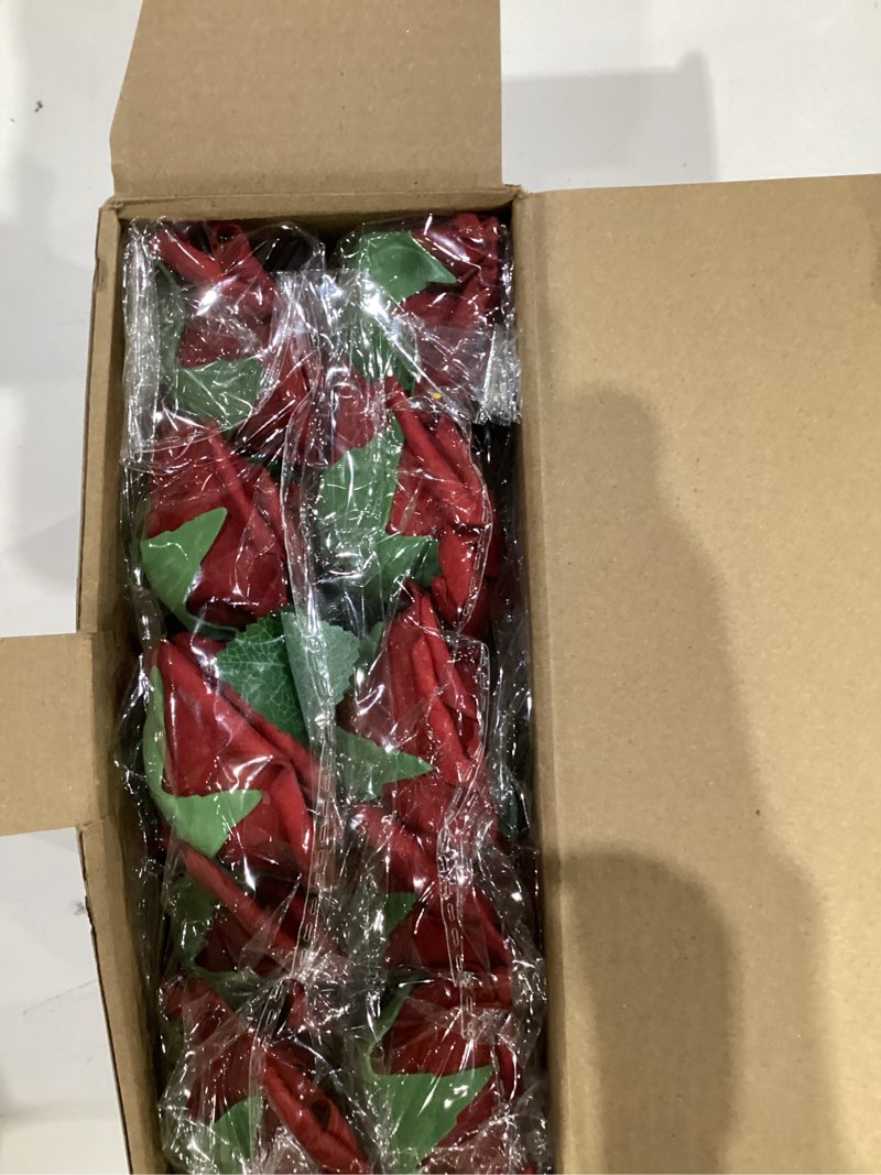 Condition photo showing New/Like New for AmyHomie Artificial Flowers Dark Red Rose 50pcs Real Looking Fake Roses w/Stem for DIY Wedding Bouquets Centerpieces Arrangements Party Baby Shower Valentines Day Christmas Tree Decorations Dark Red 50