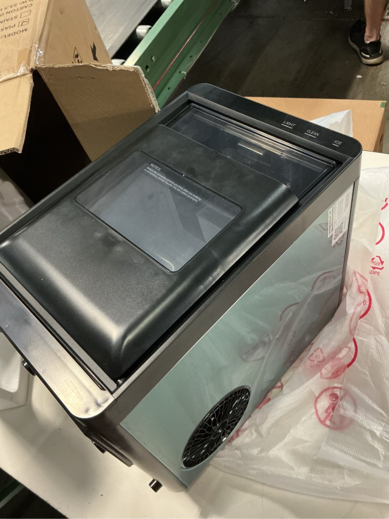 Condition photo showing As Is for countertop ice maker 44 lbs per day self-cleaning portable machine with scoop drawer-style ice access nugget ice-making machine with chewable ices for home kitchen office bar and party