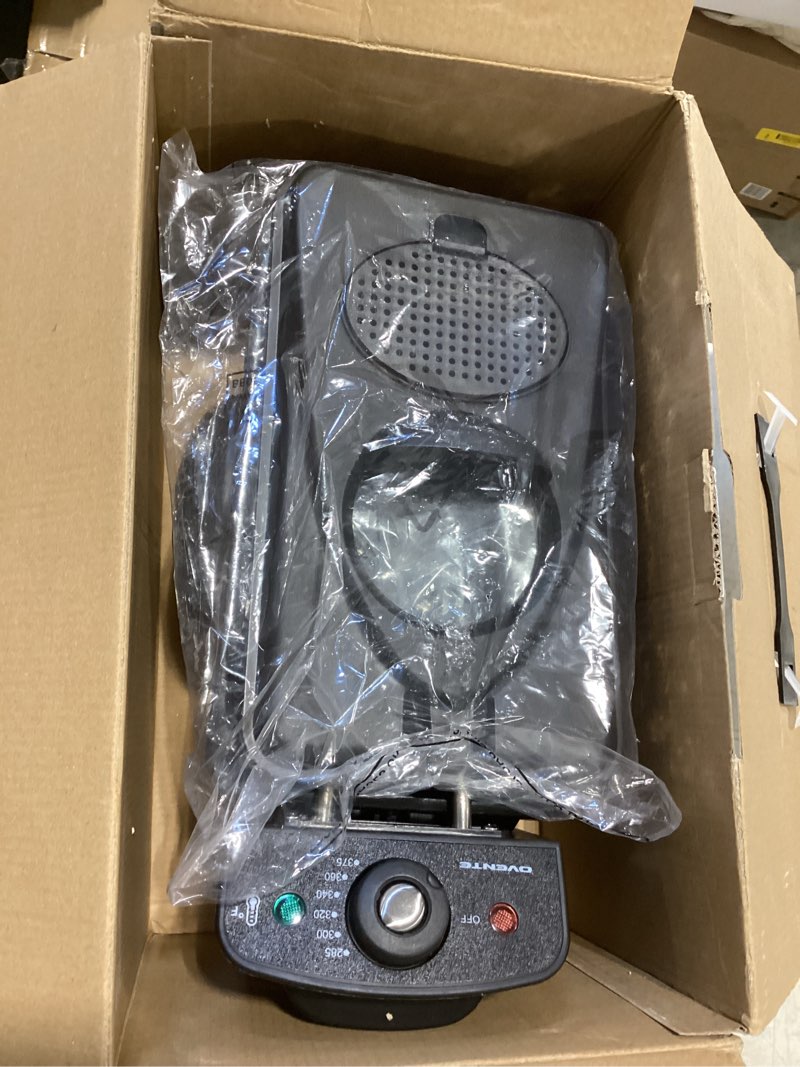 Condition photo showing Good Condition for ovente electric deep fryer 2 liter capacity, 1500 watt lid with viewing window and odor filter, adjustable temperature, removable frying basket and easy to clean stainless steel body, silver fdm2201br fdm2201br - silver