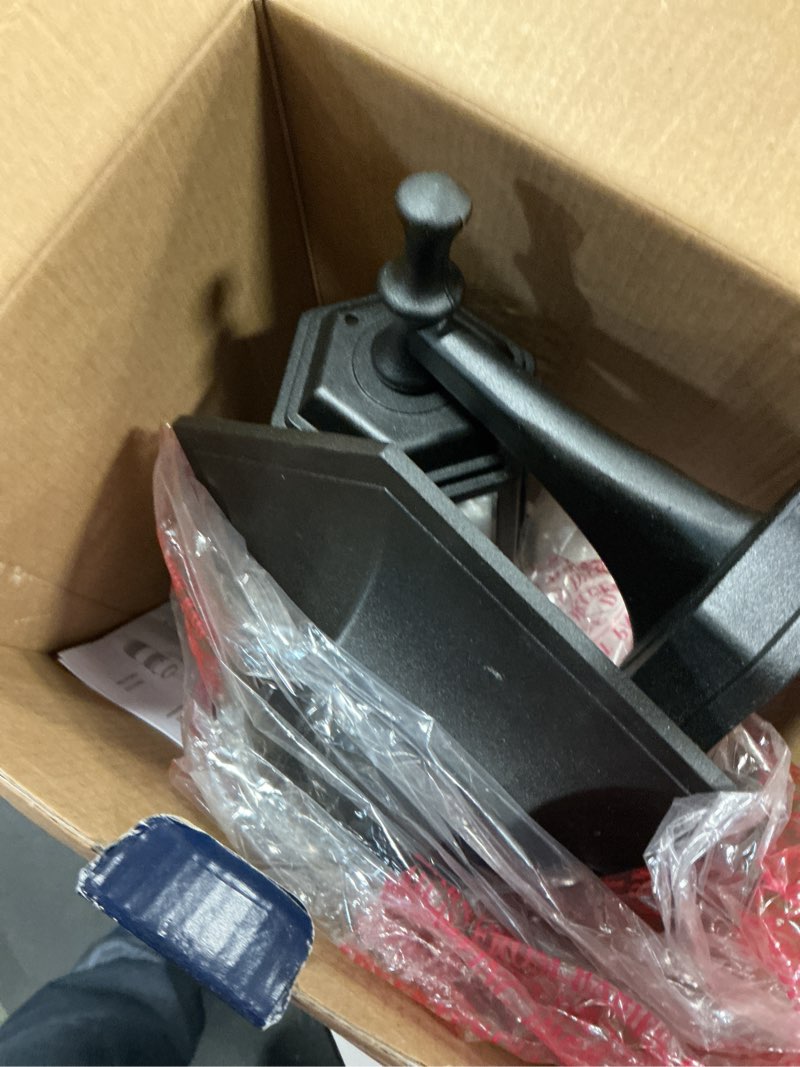 Condition photo showing As Is for Portfolio 1 -Light 13.4-in H Matte Black Hardwired Outdoor Wall Light (missing parts)