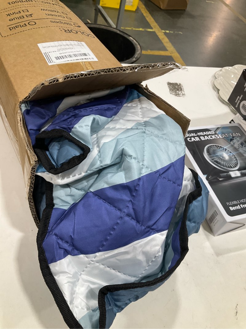 Condition photo showing Good Condition for 2 in 1 tote picnic blanket waterproof outdoor camping mat,large capacity beach blanket 80''x80'' 7 layers easy to foldable and carry. blue