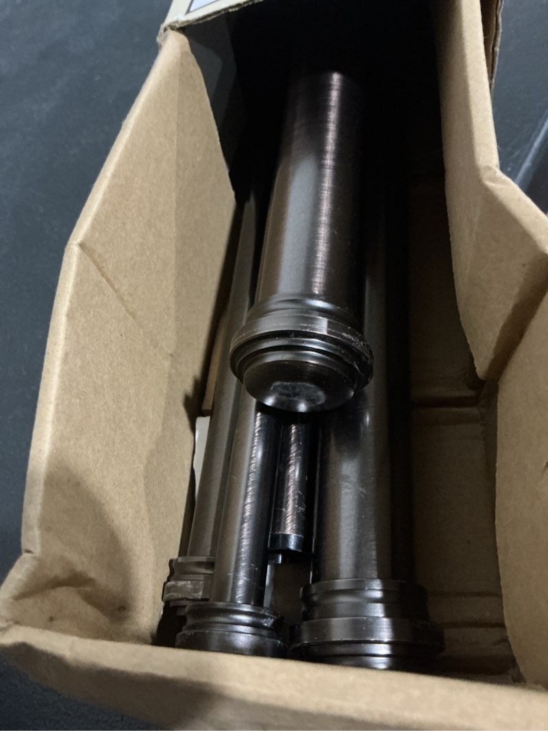 Condition photo showing As Is for allen + roth double rod 72-in to 144-in oil-rubbed bronze steel double curtain rod