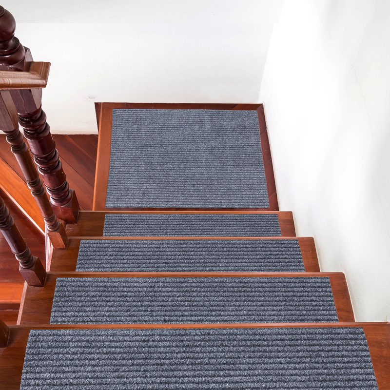 (2grey, 5black)Sweet Home Stores Non-Slip Rubberback 8\\\" x 30\\\" Indoor/Outdoor Stair Treads, 7 Pack, Gray