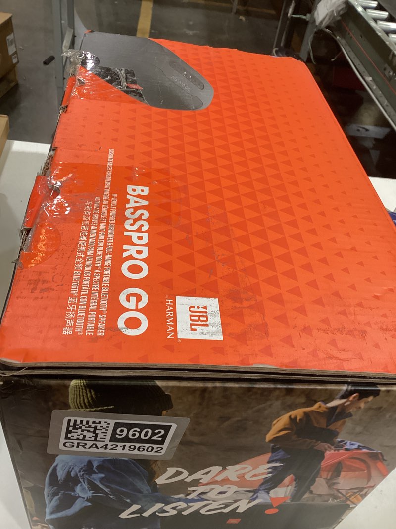 Condition photo showing Good Condition for JBL BassPro Go V2 - in-Vehicle Powered subwoofer & Full-Range Portable Bluetooth Speaker, IPx5 Water