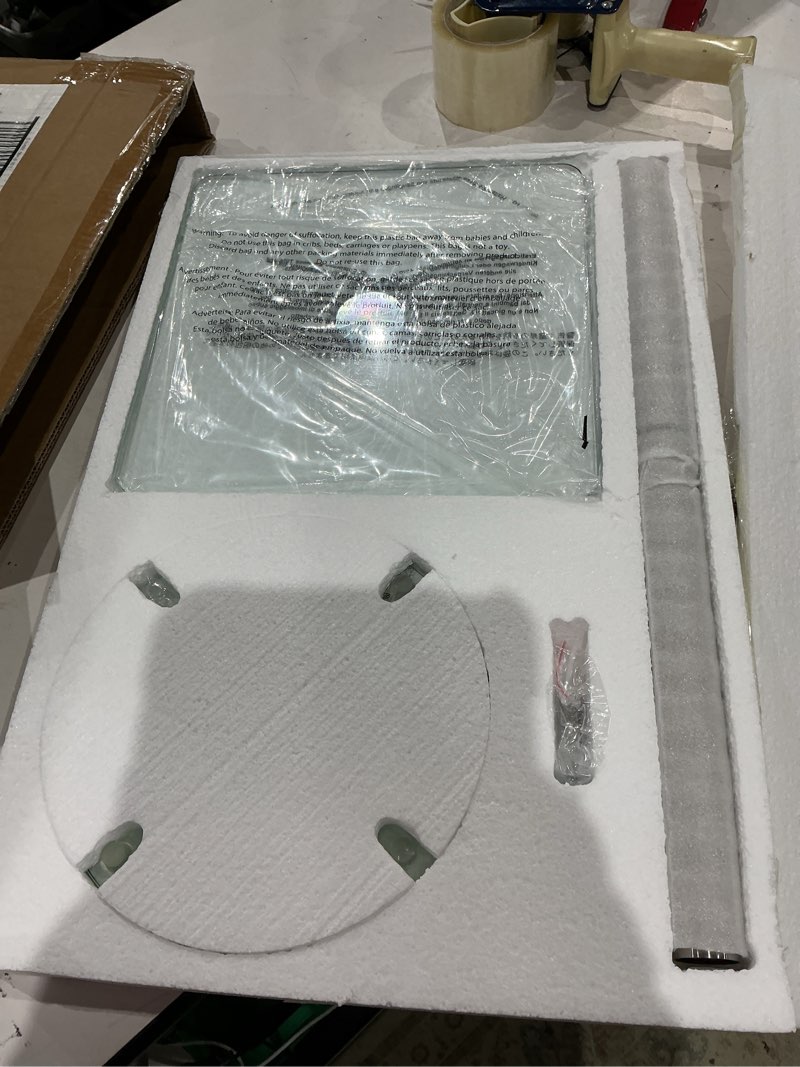 Condition photo showing Good Condition for interdesign idesign square drink table - pedestal drink table for small spaces - clear/chrome