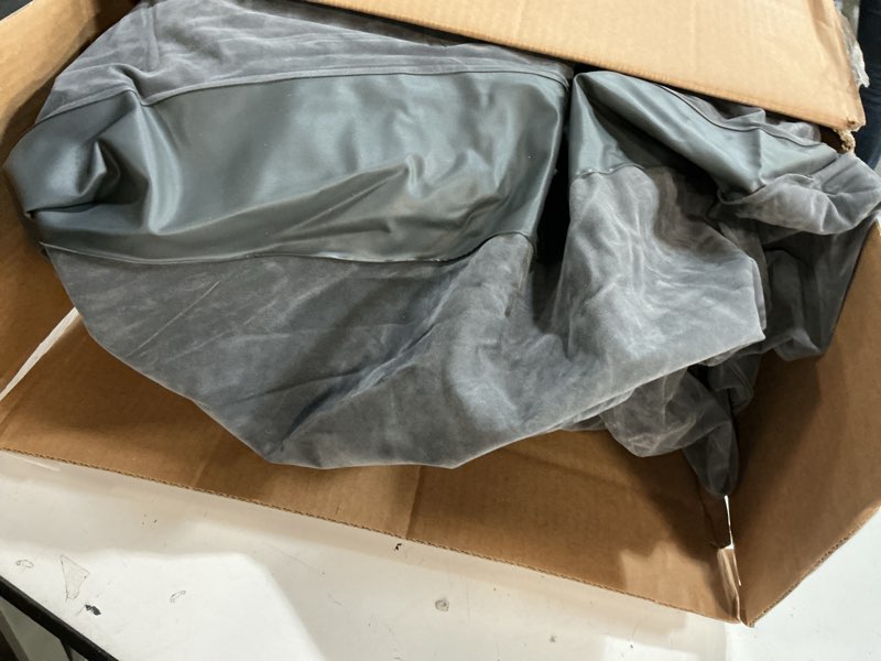 Condition photo showing As Is for intex inflatable pull-out sofa: velvety surface, 2-in-1 valve, cupholder, 46" x 88" x 26" - blow-up couch and folding queen size air mattress bed