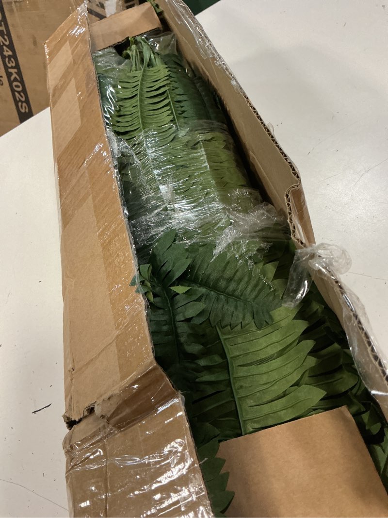 Condition photo showing Good Condition for forest prince 42" artificial boston fern large bush plants, 2 bundles of fake ferns with 65 fronds for outdoors home decor