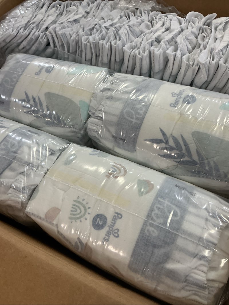 Condition photo showing Good Condition for pampers pure protection baby diapers, size 2 (12-18 lbs), 186 count, up to 100% leakproof, premium plant-based skin protection, hypoallergenic soft diapers size 2 186