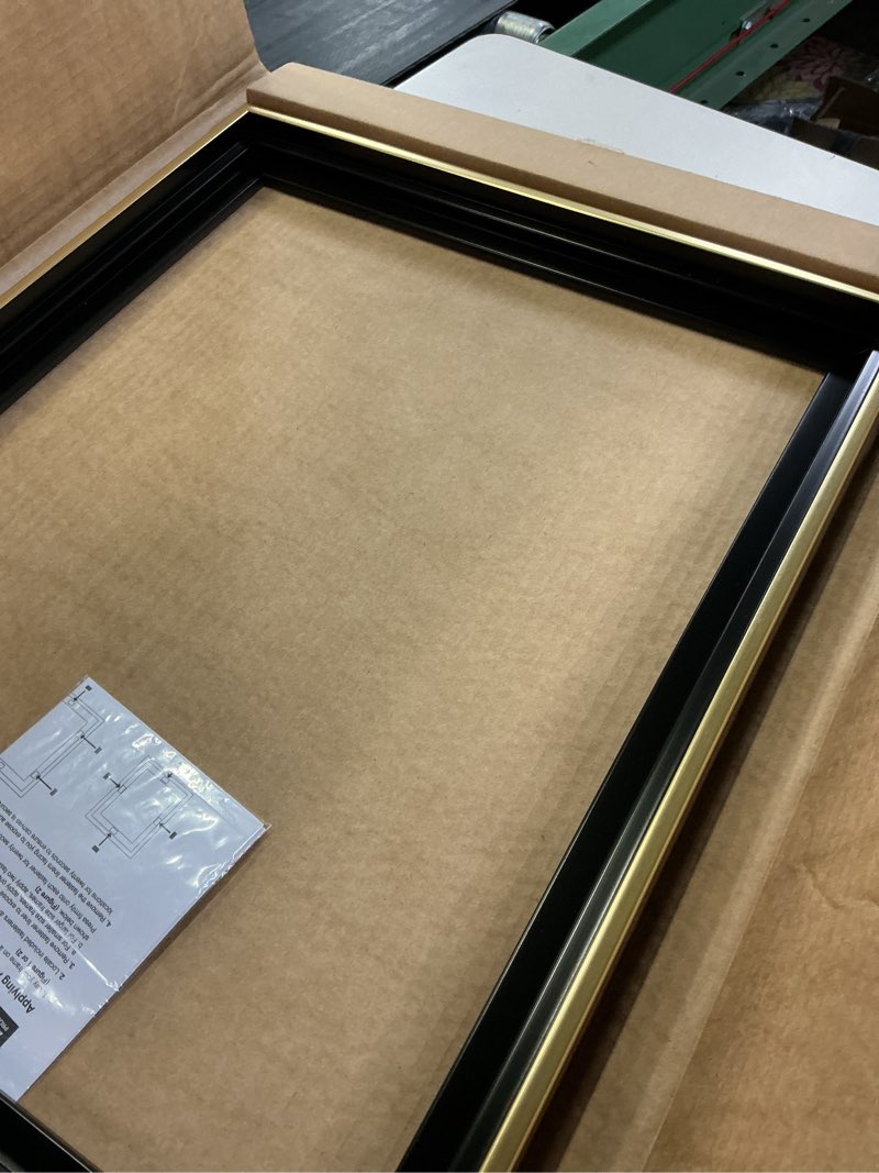 Condition photo showing Good Condition for mcs canvas float frames 16x20 frame, black & gold for finished canvases, vertical & horizontal wall hanging large with adhesive for canvas paintings (1-pack) standard frame 16x20 black & gold
