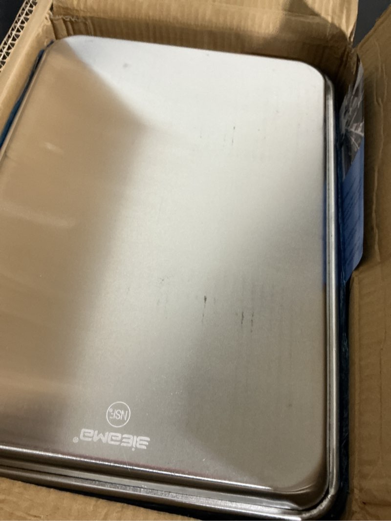 Condition photo showing As Is for bieama 12 pack half size baking sheet pan aluminum commercial pan for oven freezer bakery hotel restaurant 18" × 13" 12pack half size 18"×13"