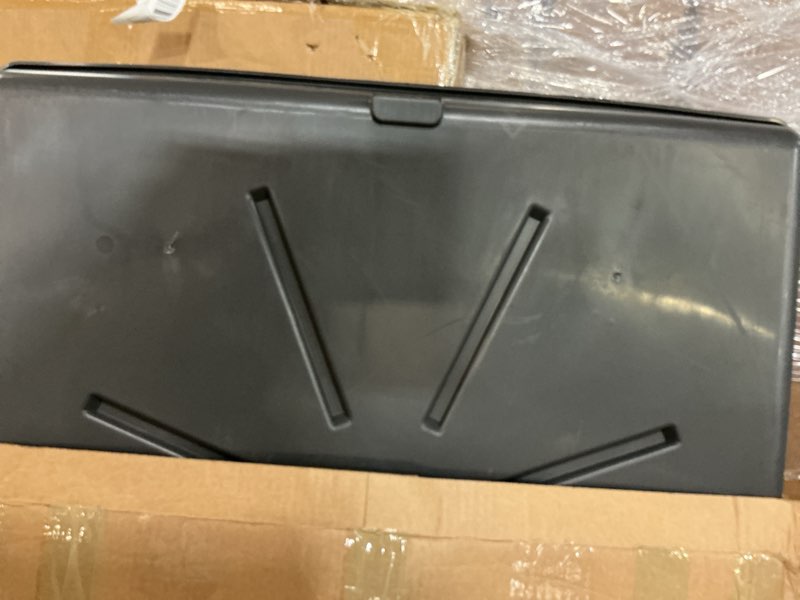 Condition photo showing Good Condition for camco washing machine drain pan - features a durable plastic construction, 1-inch/1.5-inch pvc drain fitting, and measures 30-inches (l) x 32-inches (w) x 2 ½-inches (h) (od) (20750) standard packaging graphite 30" x 32"