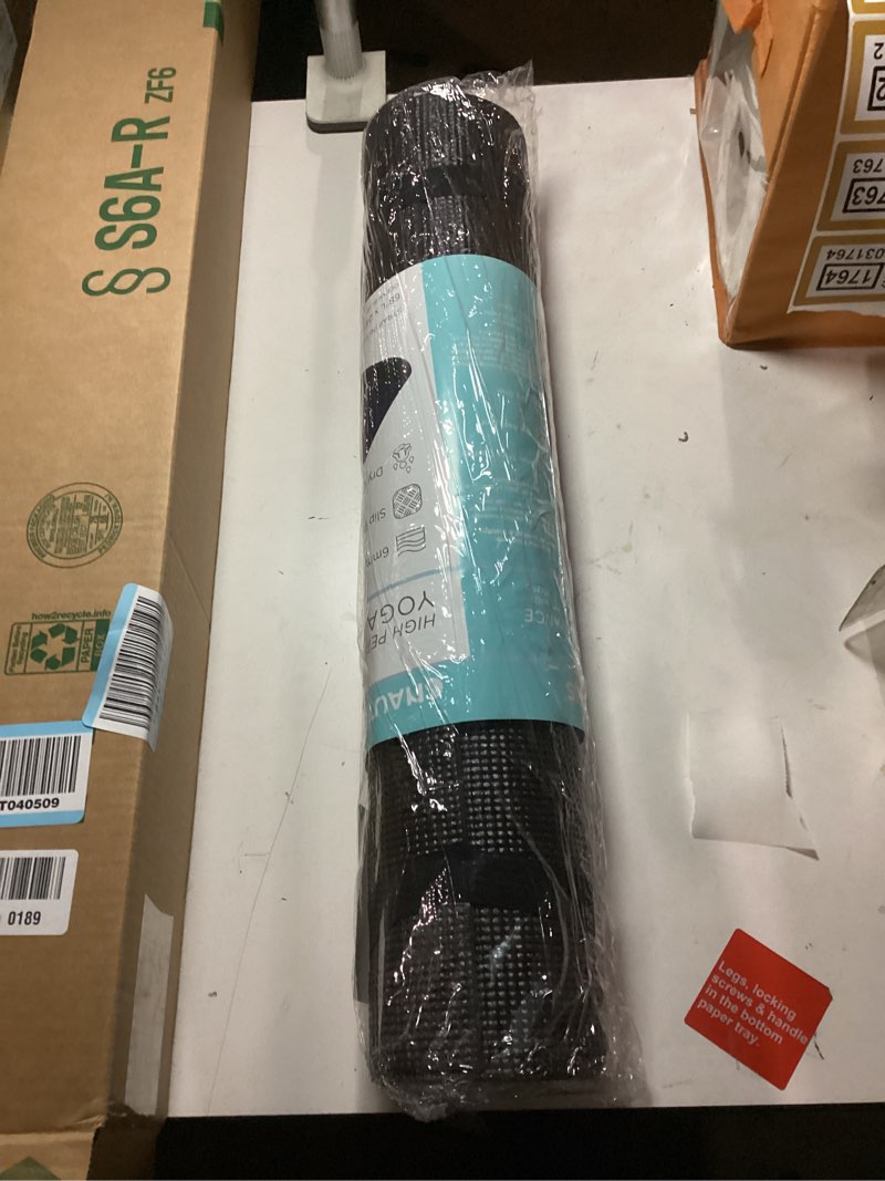 Condition photo showing As Is for Fitvids All Purpose 1/4-Inch High Density Anti-Tear Exercise Yoga Mat with Carrying Strap, Multiple Colors Black