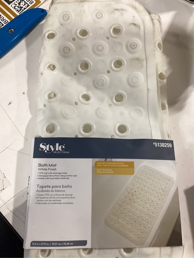 Condition photo showing As Is for style selections 15.50-in x 27.75-in white rubber bath mat