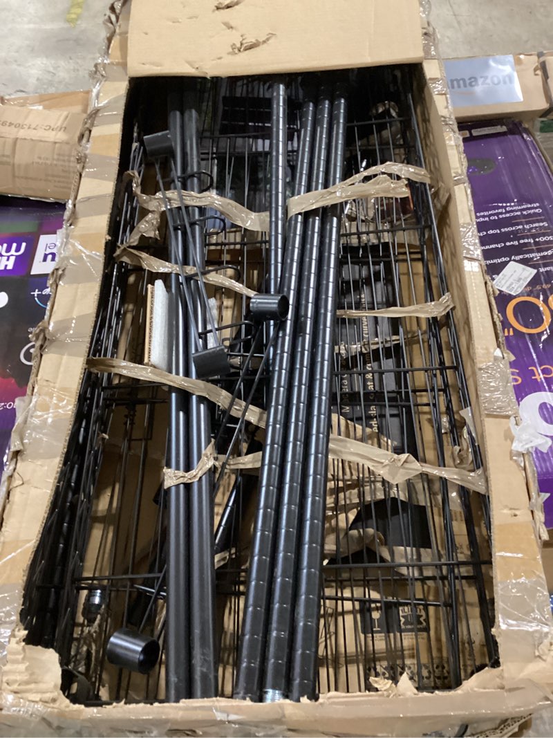 Condition photo showing Good Condition for Finnhomy 47.2" L Metal Clothes Rack for Hanging Clothes 25mm Dia Tube Heavy Duty Garment Rack with 3-Tier Shelves/ Double Hanging Rods/ Lockable Wheels, Portable Closet Storage Rack Freestanding Wardrobe Closet Organizer