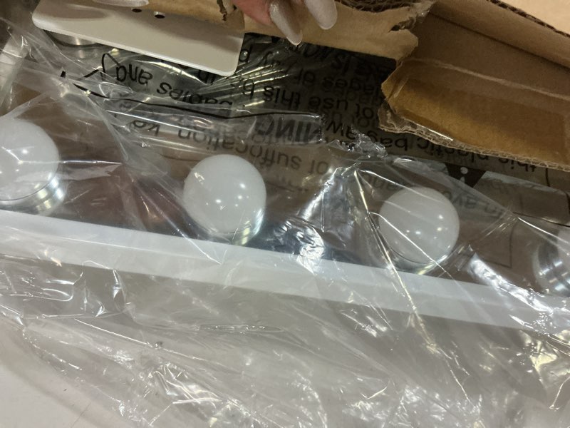 Condition photo showing Good Condition for fenchilin vanity mirror with lights, 19''x12'' makeup hollywood mirror for desk with 12 bulbs light smart touch control 3 colors dimmable detachable 10x magnification tabletop 360°rotation a-white