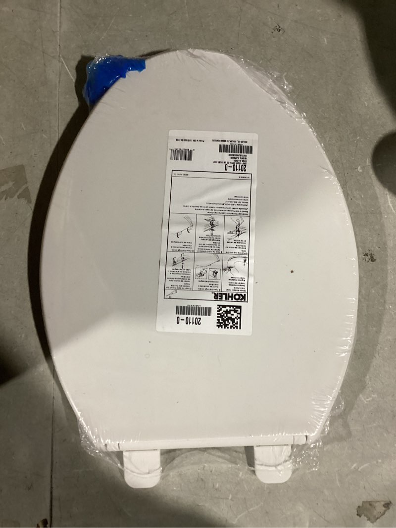 Condition photo showing New/Like New for KOHLER 20110-0 Brevia, Slow Close Toilet Seat, Elongated Toilet Seat, Grip-Tight Bumpers Quick-Attach Hardware, White White Elongated Quiet-Close