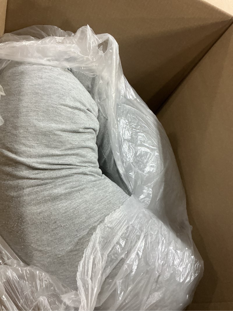 Condition photo showing As Is for momcozy pregnancy pillows for side sleeping, j shaped maternity body pillow for pregnancy, soft pregnancy pillow with jersey cover for head neck belly support, grey