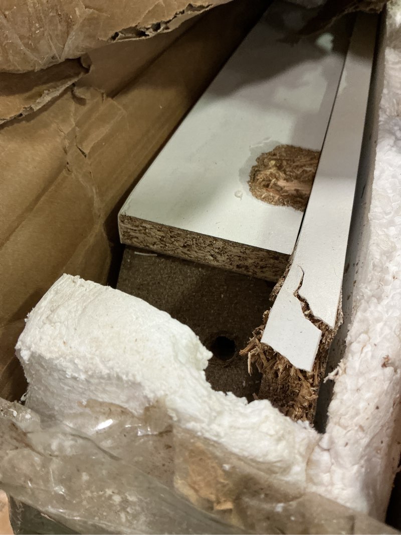 Condition photo showing As Is for Ameriwood Home Large Parsons 2-Drawer Computer Desk, White