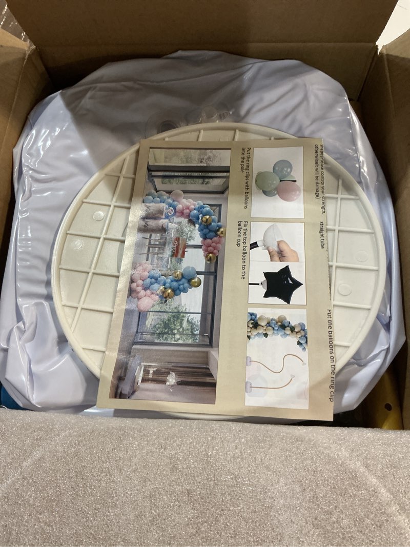 Condition photo showing Good Condition for ourwarm 9.35ft & 6ft gold balloon arch stand, free bending shape balloon arch kit, half arch balloon stand with base for floor, ideal for wedding birthday baby shower graduation 4th of july decoration
