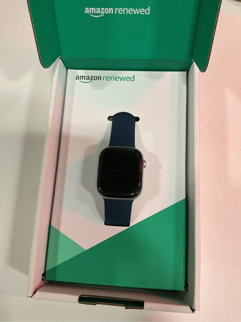 Condition photo showing Good Condition for apple watch series 10 [gps, 46mm] - silver aluminum case with denim sport band, m/l (renewed premium) 46mm silver w/ denim band, m/l gps