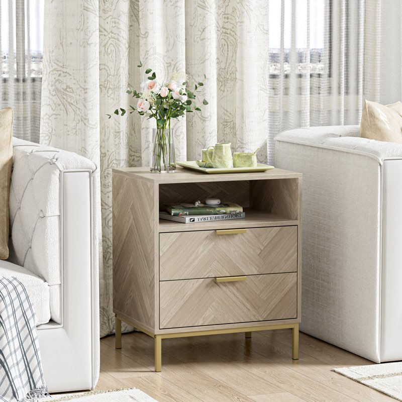 (Similar Color) Modern Nightstand for Bedroom 2 Drawer Nightstand Square Bedside