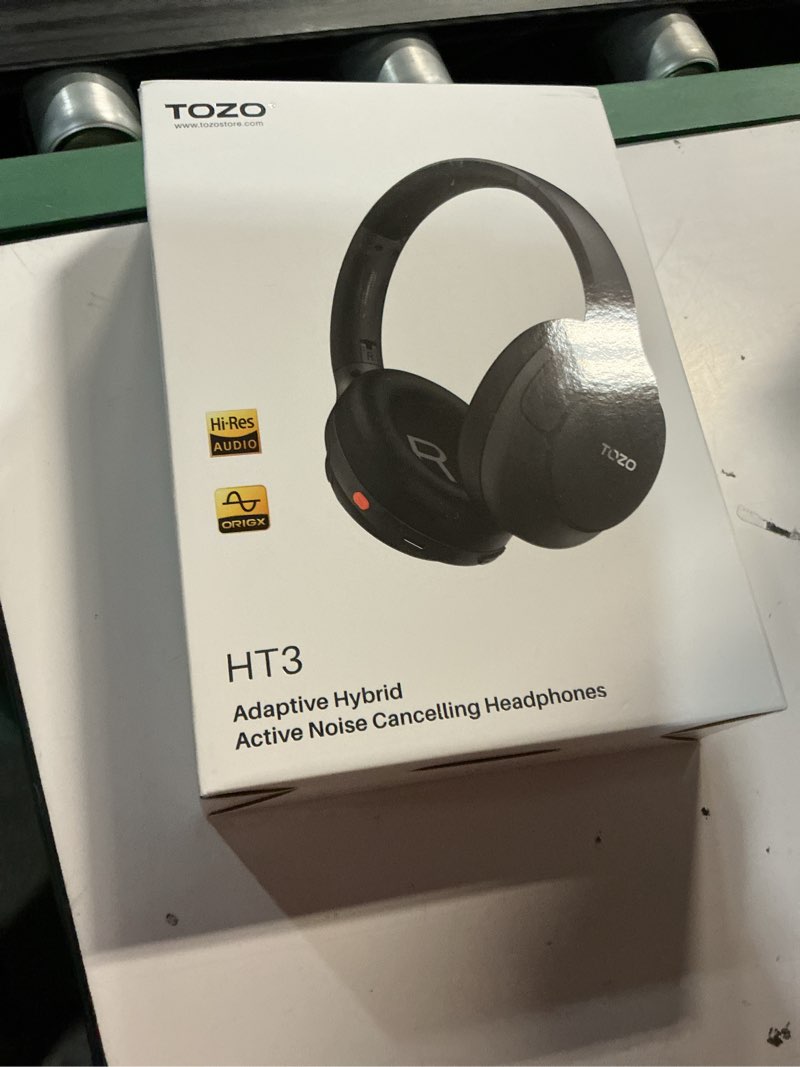 Condition photo showing New/Like New for tozo hybrid active noise cancelling headphones, wireless over ear bluetooth headset, 60h playtime, hi-res audio custom eq via app deep bass comfort fit ear cups, for home office travel black