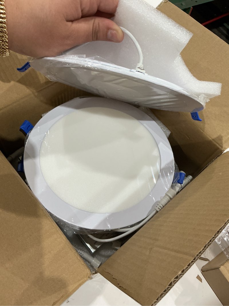 Condition photo showing New/Like New for ensenior 4 pack 8 inch led recessed light, dimmable, 2700k-5000k 5cct, 1600lm high brightness, 18w 120v, damp rated, ultra-thin canless wafer light - etl & fcc & ic 2700/3000/3500/4000/5000k - 5cct white 8 inch