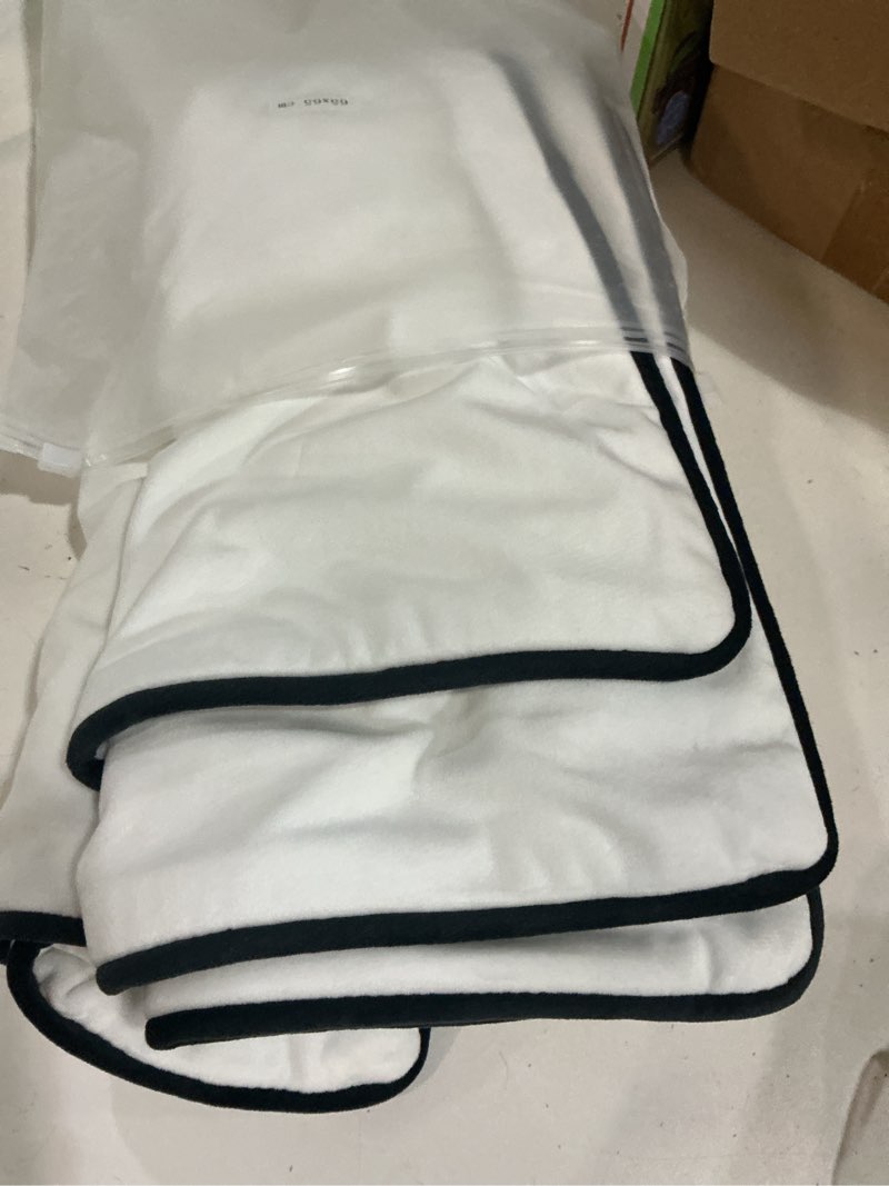 Condition photo showing New/Like New for ligicky set of 2 white velvet throw pillow covers modern minimalist style solid decorative black rope edging soft square cushion cases for sofa bedroom party décor, 26 x 26 inch 26" x 26" (pack of 2) white 2