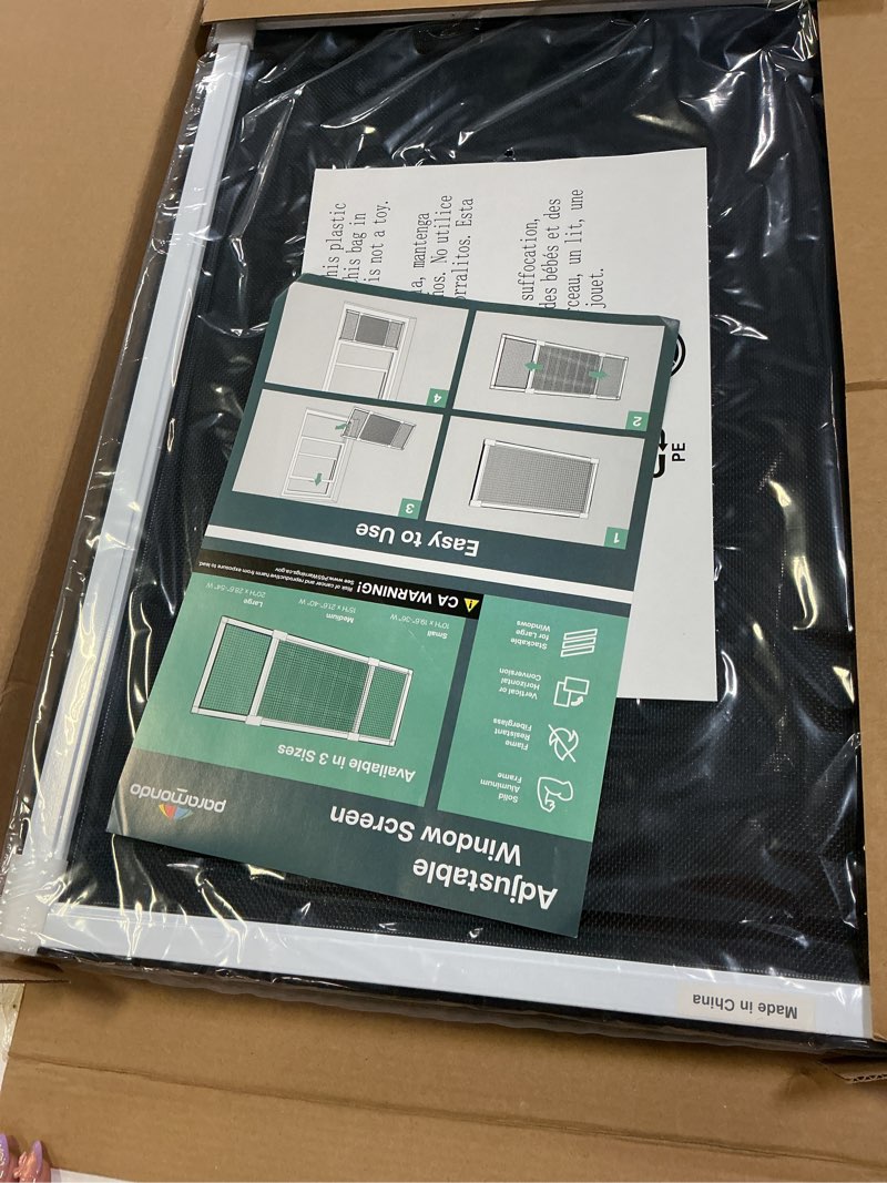 Condition photo showing Good Condition for paramondo expandable window screen, horizontal (15" h x 21.6" - 40" w, 2 pack) adjustable window screens, replacement window screens for house windows medium (15" h x 21.6"-40" w, 2 pack) white frame + black mesh