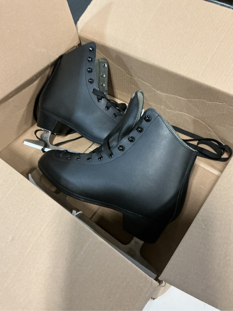 Condition photo showing As Is for nattork figure skates for boys and girls excellence stainless steel blades ice figure skating with enhanced support strength performance and ultimate comfort black women's 11 / men's 10