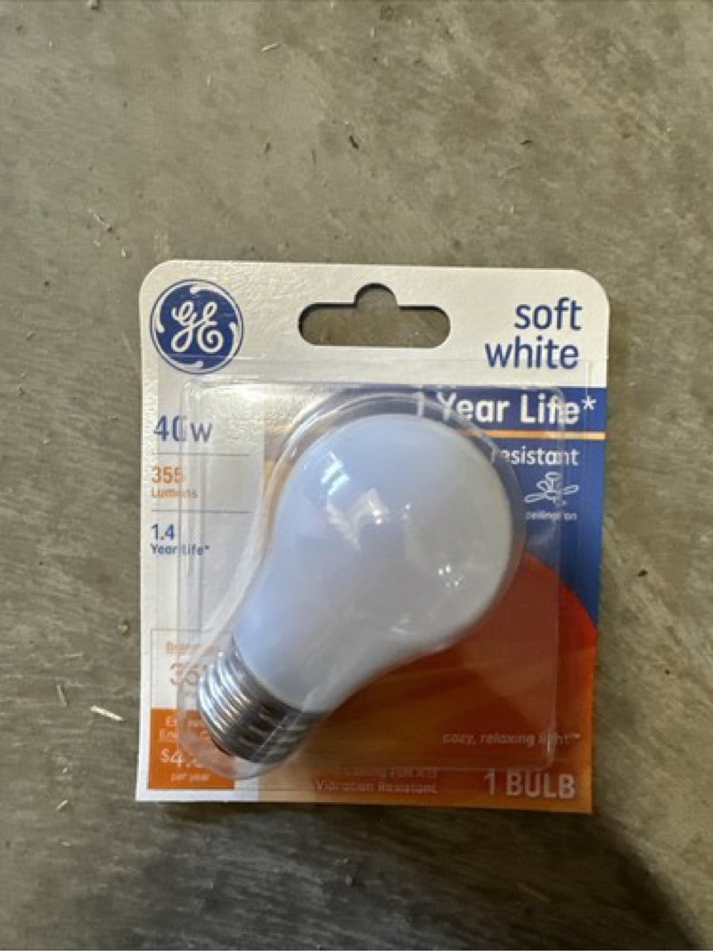 (Case of 24 packs)  GE 99461 A15 Incandescent A-line Bulb Soft White 355 Lumens 40W